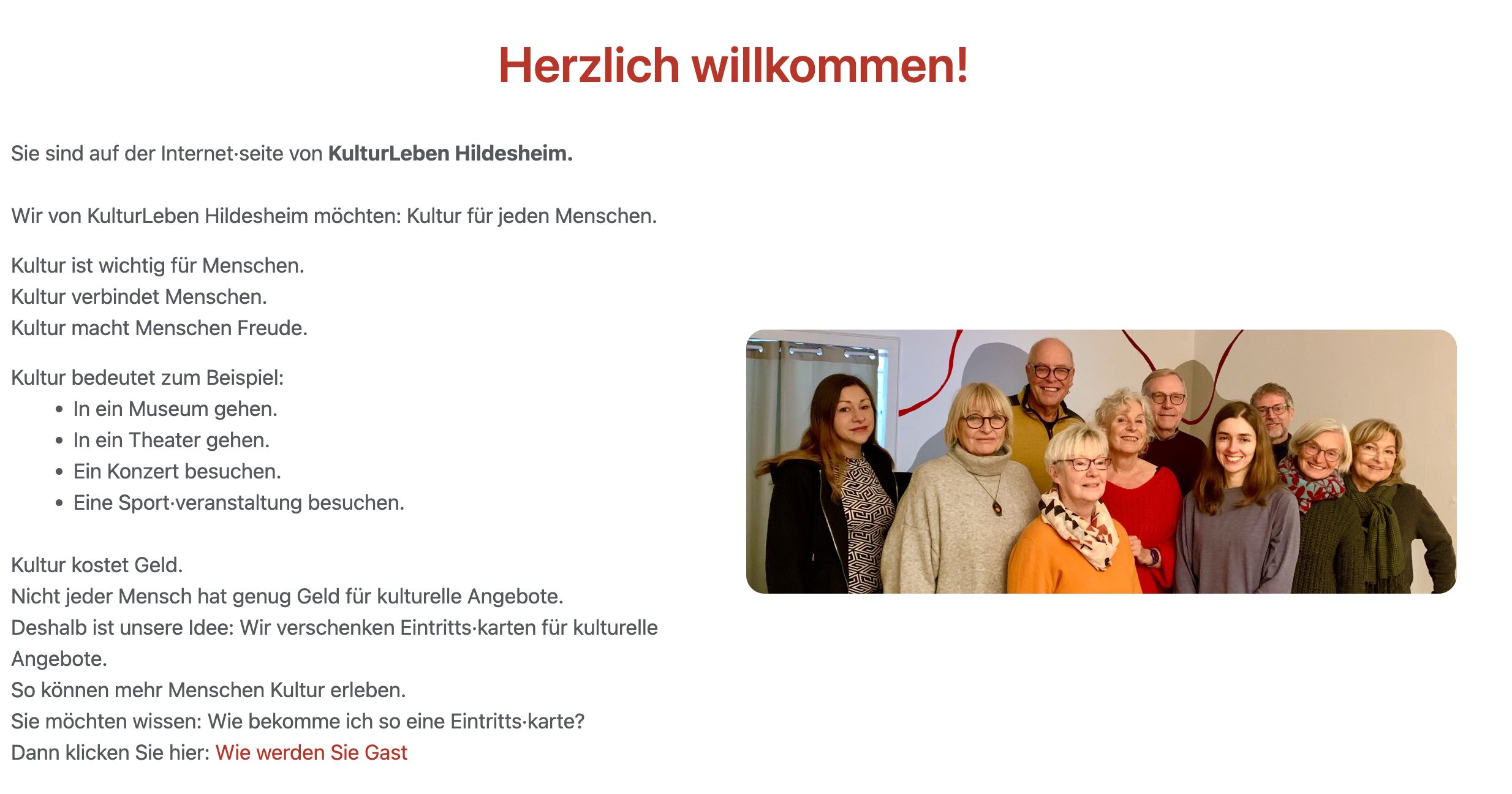 Screenshot Website KulturLeben Hildesheim, Startseite